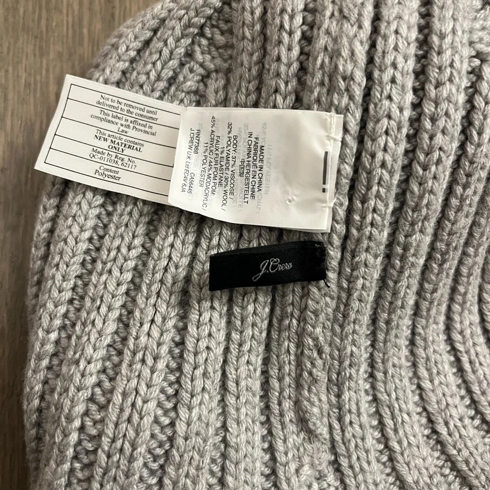 J Crew Ribbed Pom Pom Beanie - Picture 2 of 5